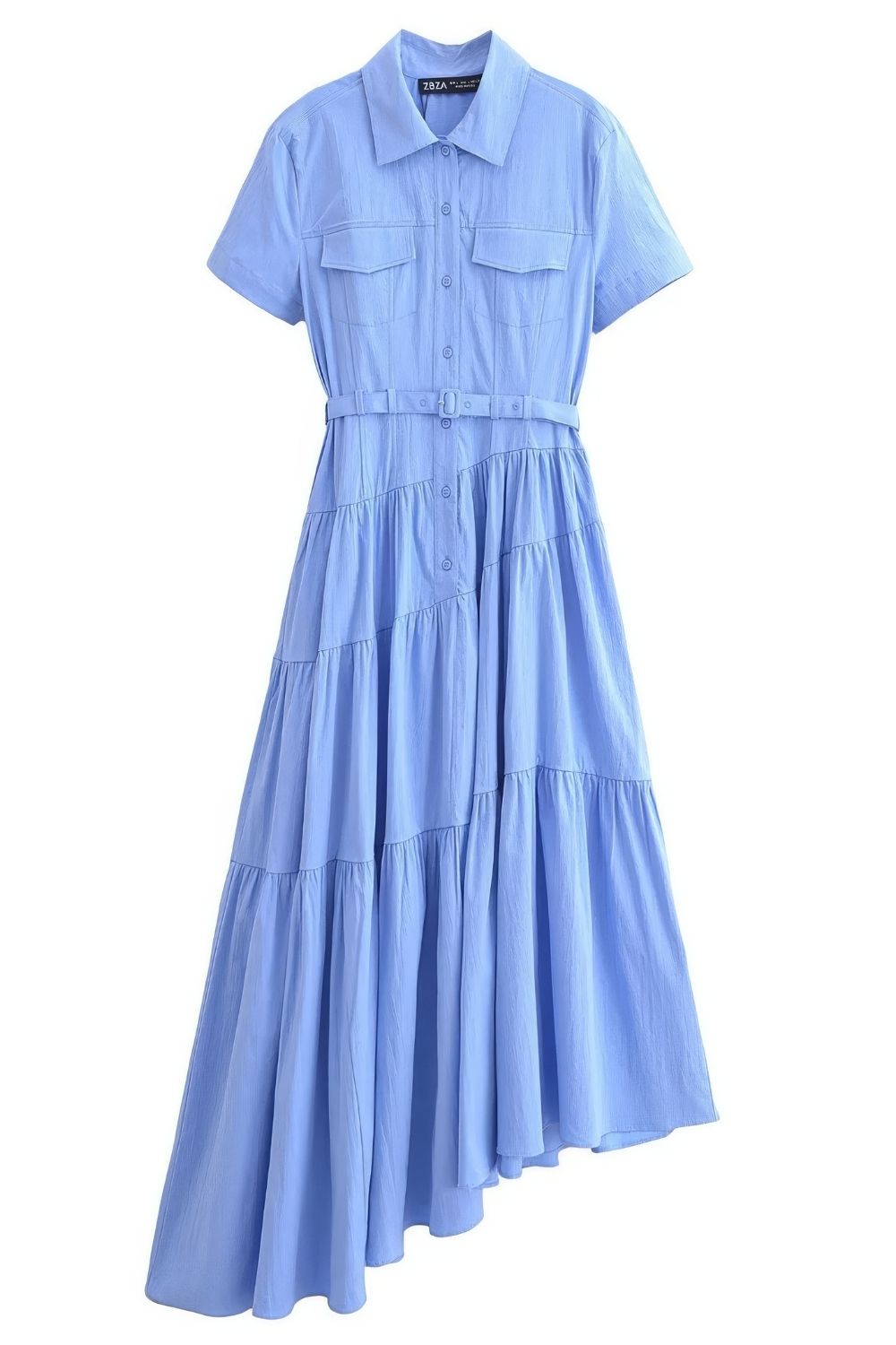 Robe Chemise Asymétrique et Plissée