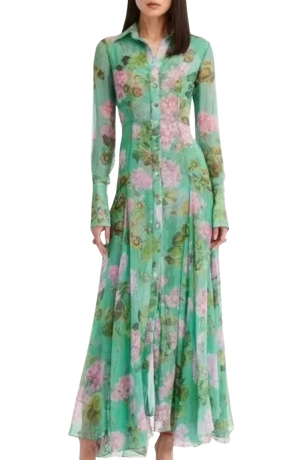 Robe Chemise Longue Verte