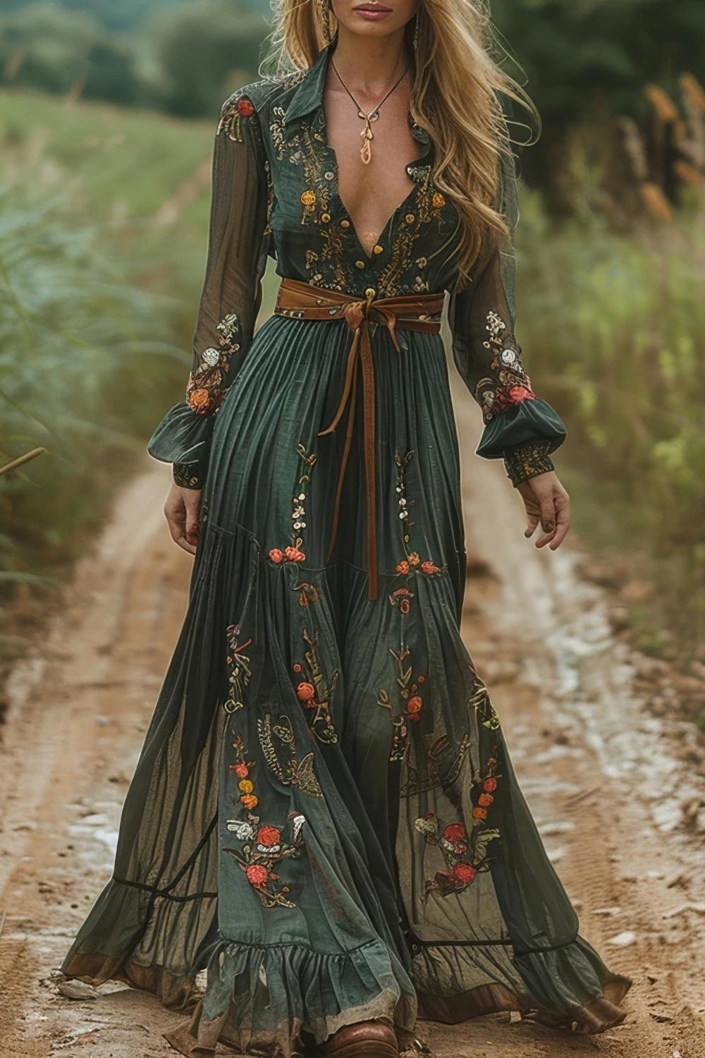 Robe Chemise Plissée Très Longue