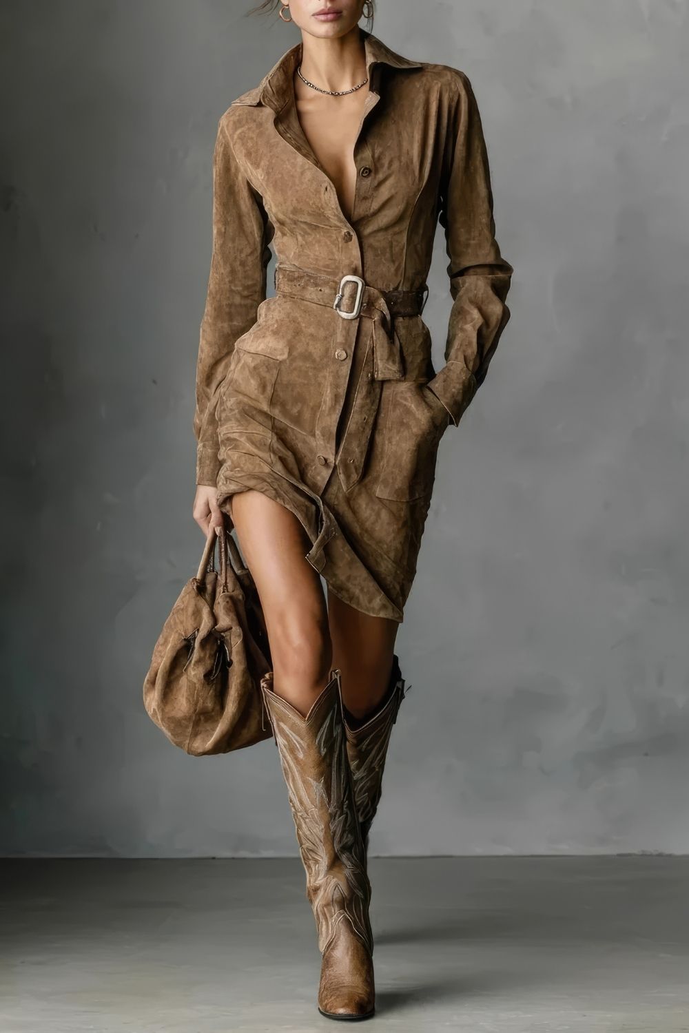 Robe Chemisier Effet Daim